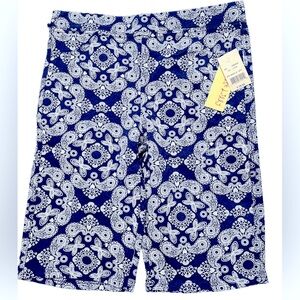Girls L (14-16) Blue & White Butterfly Paisley Long Shorts Colette Lily NWT